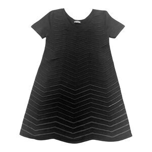 Twinset Milano Black Chevron Scalloped A-line Dress L